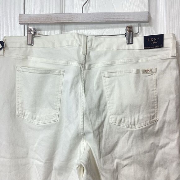 Jen 7 7 For All Mankind Straight Crop & Roll White Jeans Size 18 NWT - Picture 14 of 14